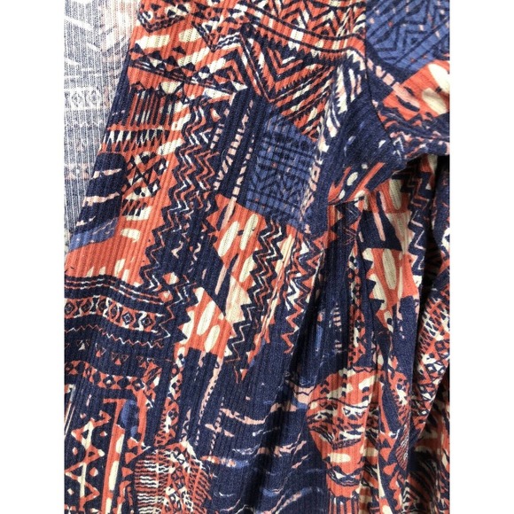 Lularoe Sarah XL Duster Blue Peach Orange Aztec Tribal Ribbed Knit Cardigan - Picture 5 of 8